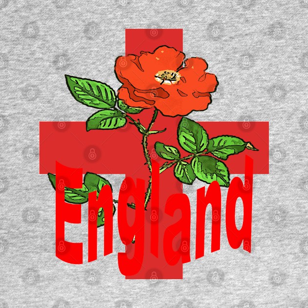 St George Flag With English Rose For England Fans by taiche